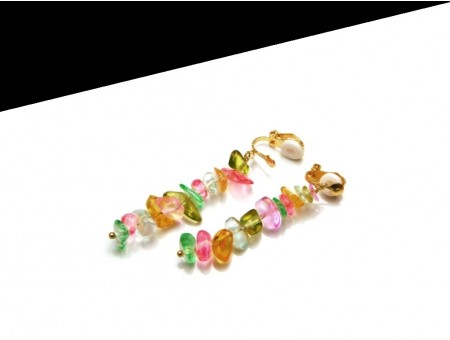 Cercei clips cu pietre neregulate in culori pale